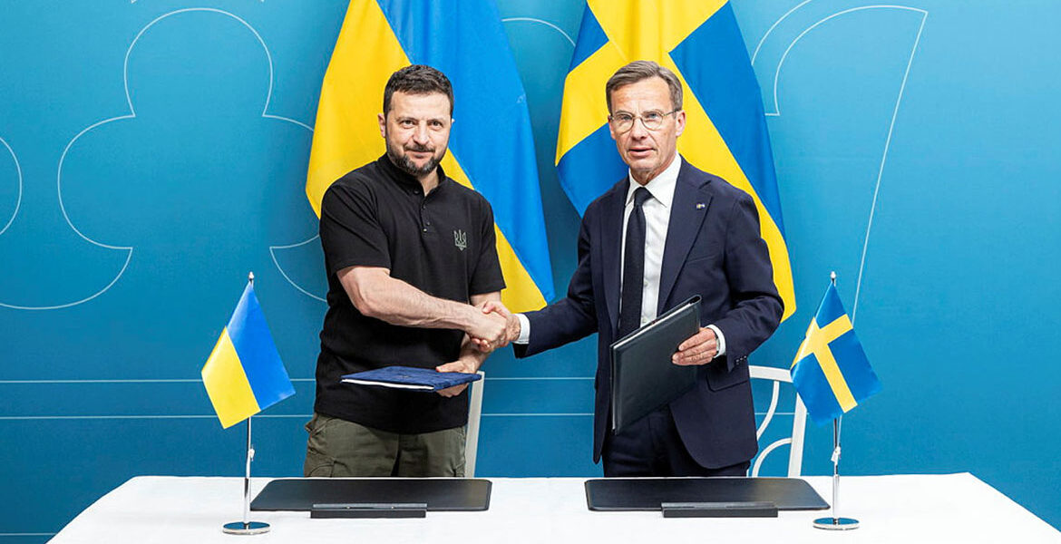 Statsminister Ulf Kristersson och Ukrainas president Volodymyr Zelenskyy