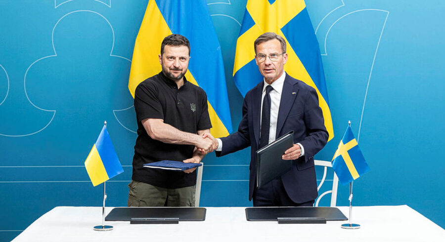 Statsminister Ulf Kristersson och Ukrainas president Volodymyr Zelenskyy