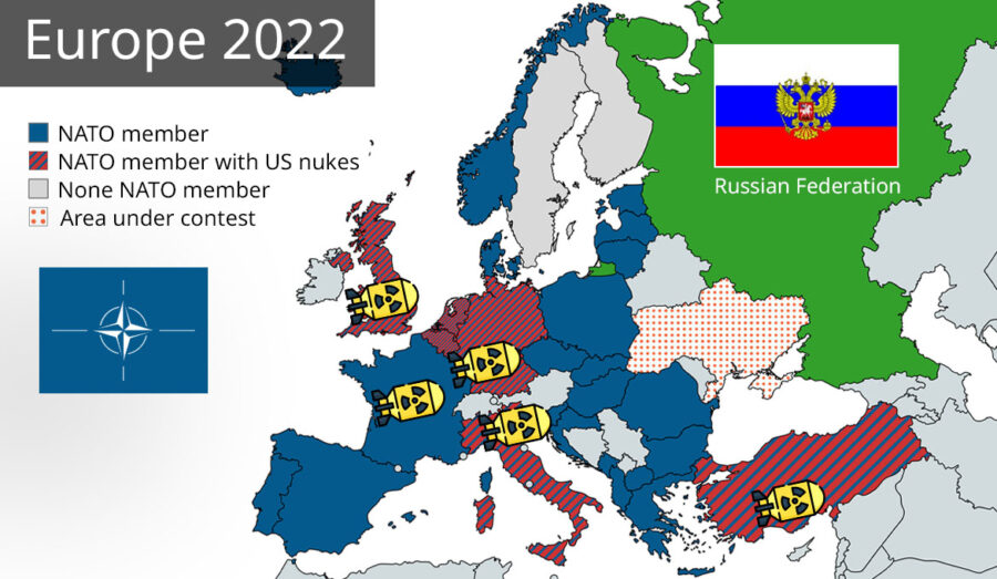 USA:s och NATO:s kärnvapen i Europa 2022. Bild: K. Hell