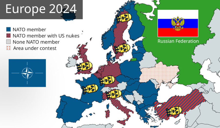 USA:s och NATO:s kärnvapen i Europa 2024. Bild: K. Hell
