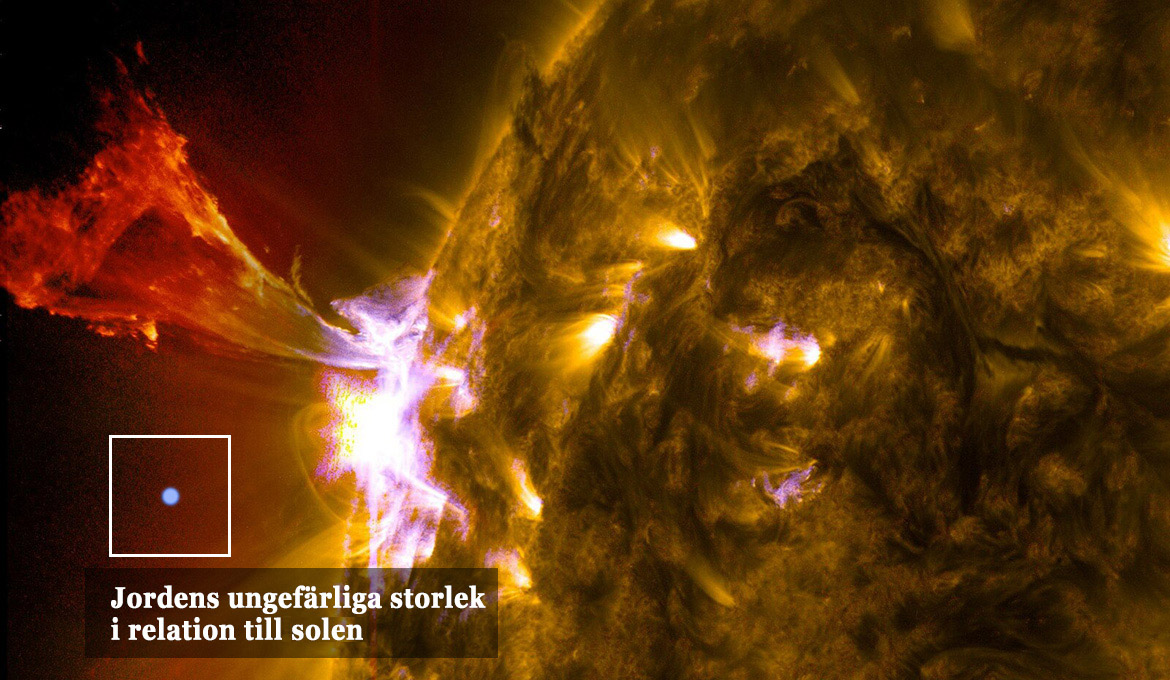 En explosion av solmaterial (solstorm,solar flare)