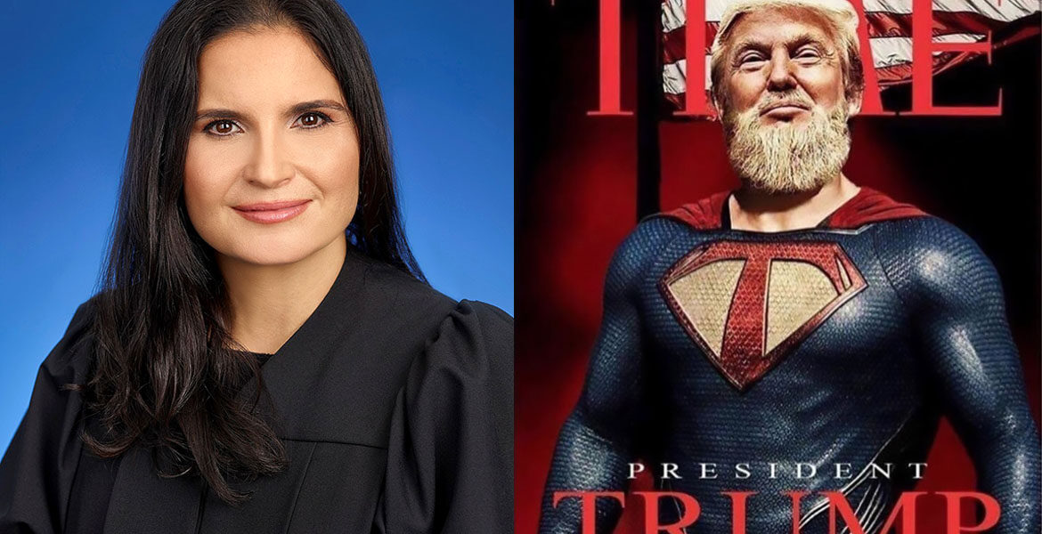 Domaren Aileen Cannon och Trump som Superman (AI)
