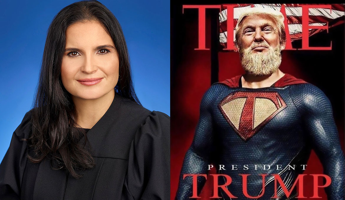 Domaren Aileen Cannon och Trump som Superman (AI)