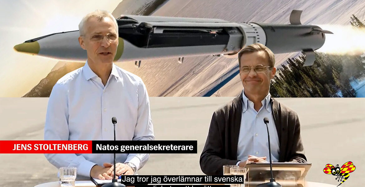 NATO-chefen Jens Stoltenberg och Ulf Kristersson vill inte berätta om det hemliga svenska SAAB-vapnet.