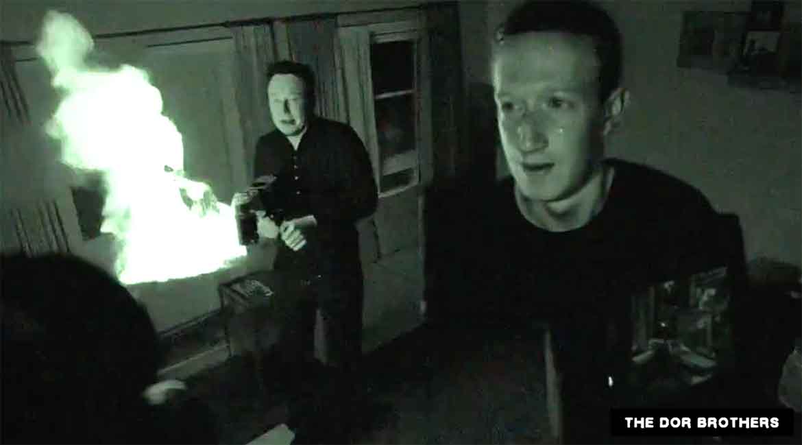 Mark Zuckerberg and Elon Musk are featured in a Dor Brothers production. Image: The Dor Brothers