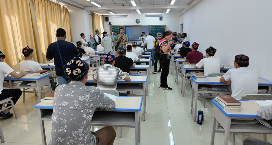 A classroom at the Islamic Institute, Xinjiang. 