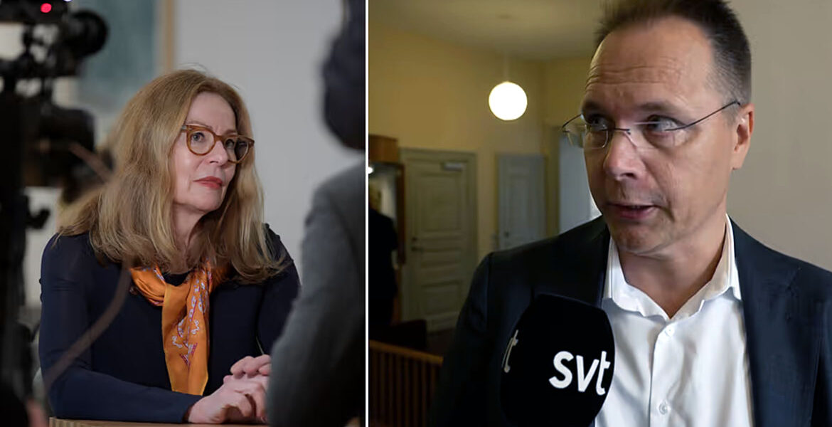 Aktiespararnas vd Joacim Olsson och Birgitte Bonnesen. Foto: Janerik Henriksson för SVT