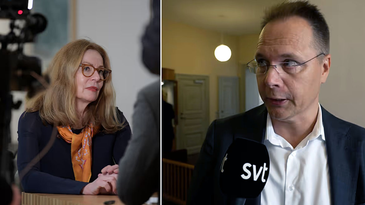 Aktiespararnas vd Joacim Olsson och Birgitte Bonnesen. Foto: Janerik Henriksson för SVT