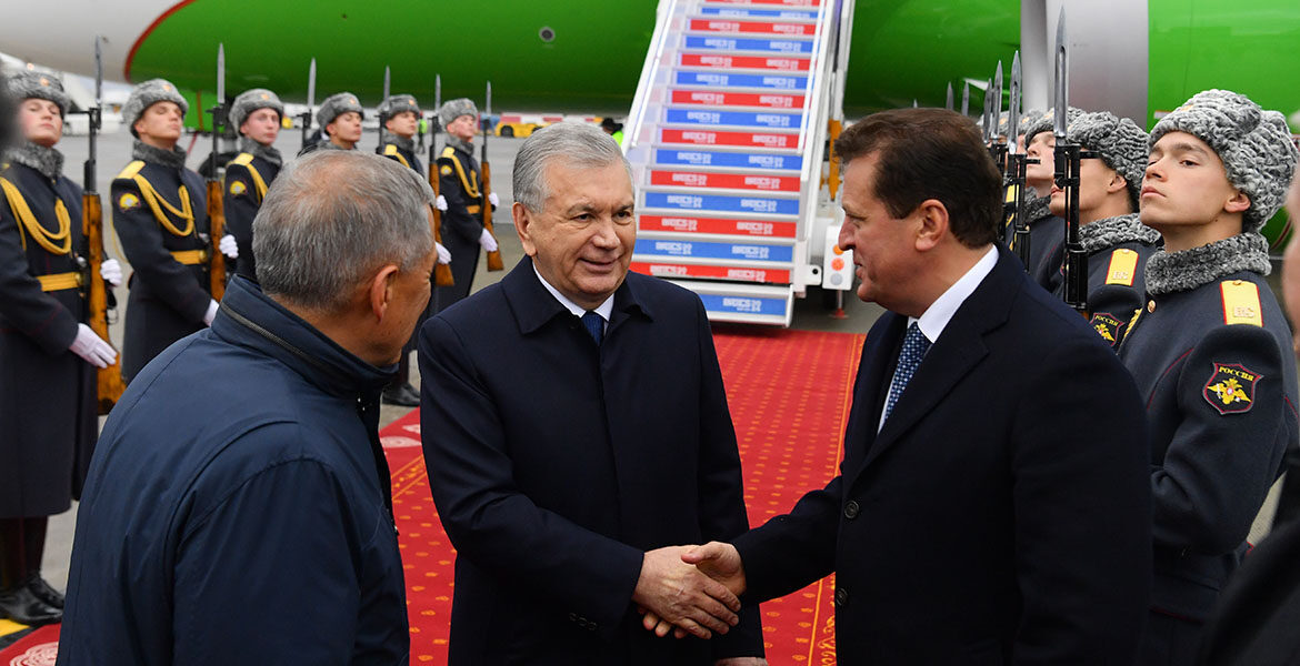 President of Uzbekistan Shavkat Mirziyoyev, at the Kazan airport