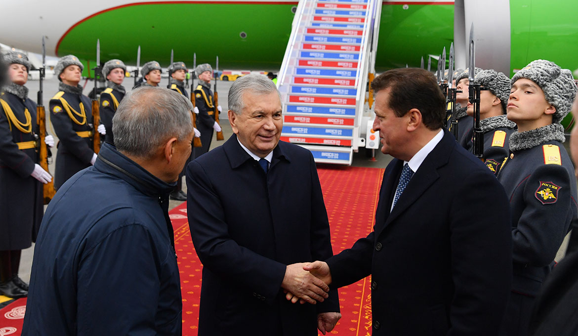 President of Uzbekistan Shavkat Mirziyoyev, at the Kazan airport