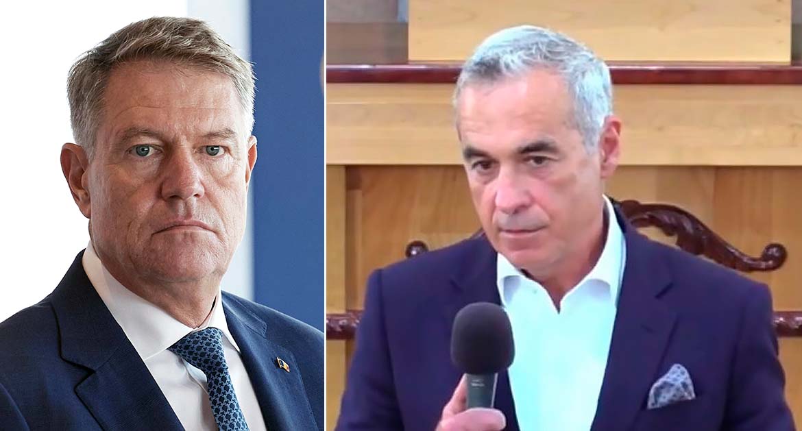 Rumäniens president Klaus Iohannis och utmanaren Călin Georgescu.