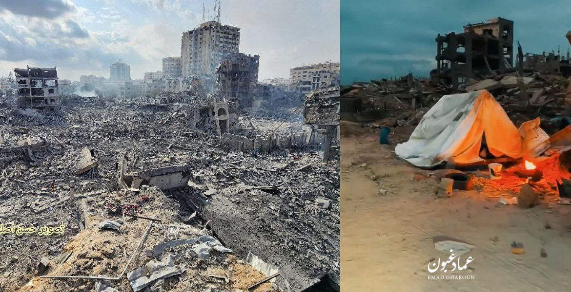 Gaza in 2023 and 2025.