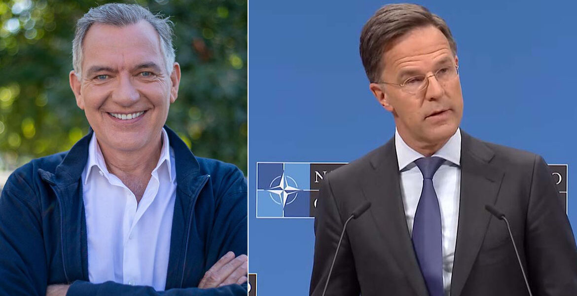 Jan van Aken och NATO:s generalsekreterare Mark Rutte