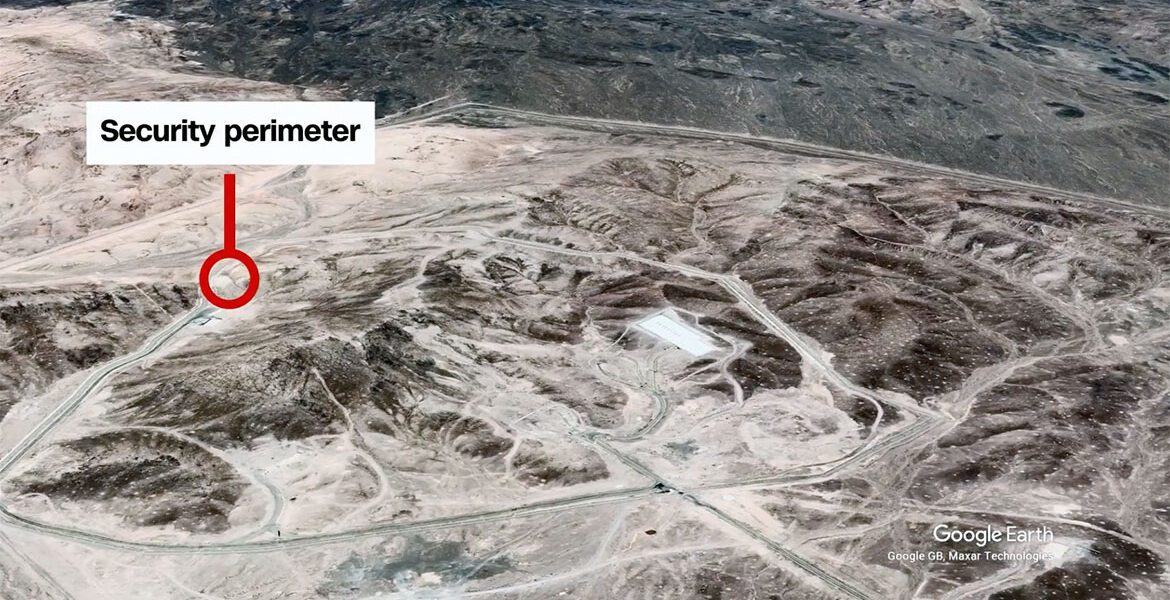 Den kärntekniska anläggningen Fordow i Iran. Google Earth