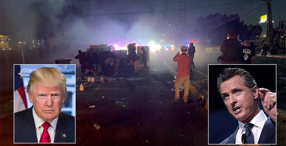 LA riots, Trump and GavinNewsom, June 2025.
