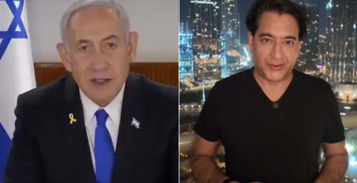 Israels president Netanyahu och journalisten Afshin Rattansi