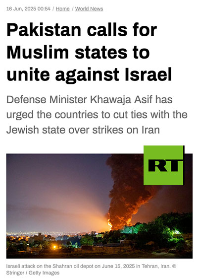 Pakistan to join Iran against Israel/US?
