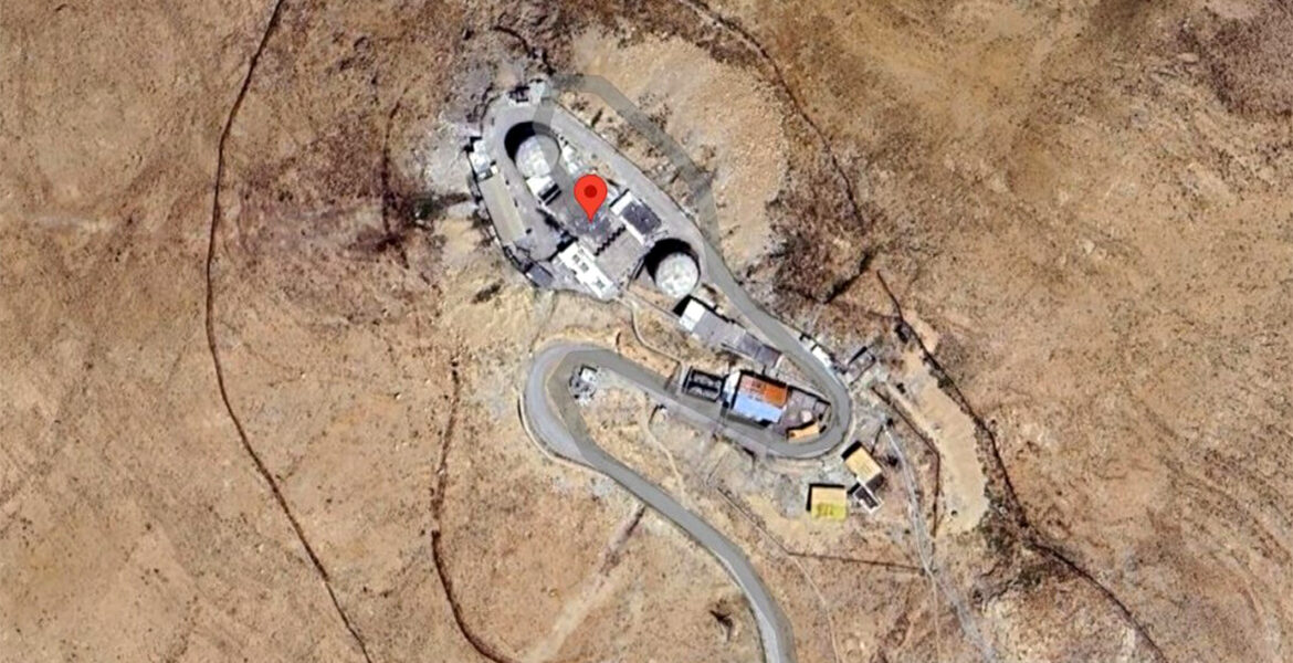 Radarstationen i Sobashi, Iran, var en av målen för Israels attack den 12 juni, 2025. Bild: Google Maps