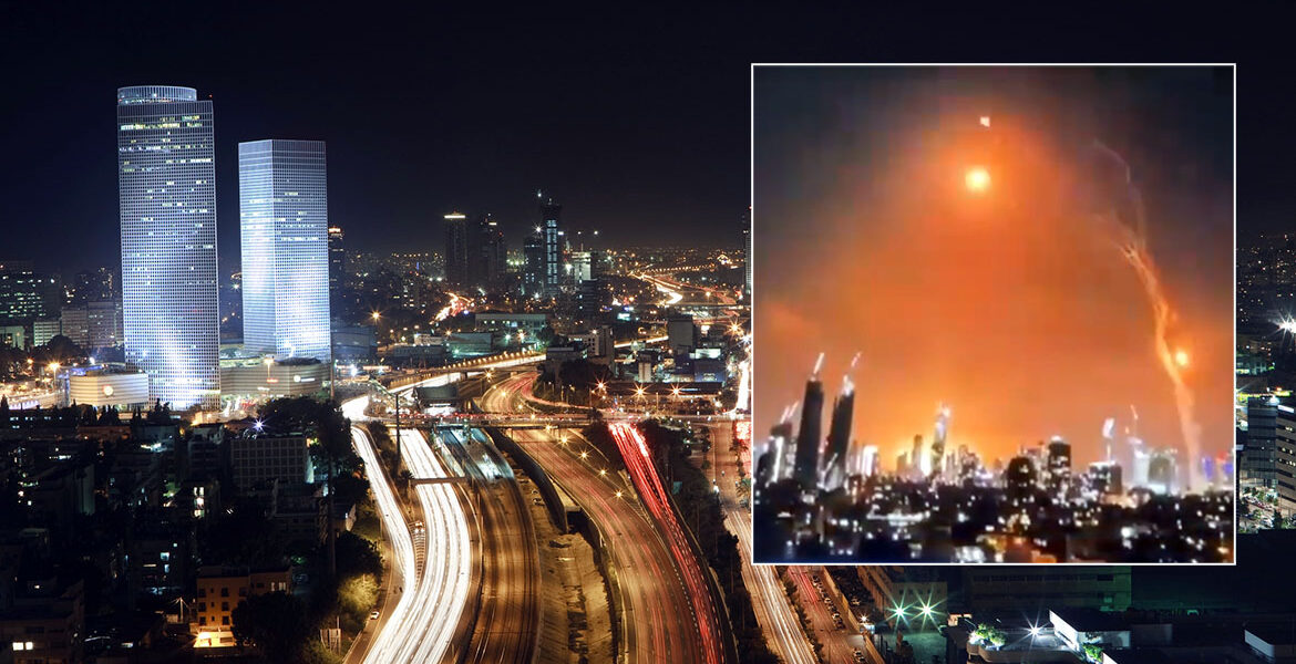 Iranska missiler slår ner i Israels huvudstad Tel Aviv, den 13 juni, 2025.