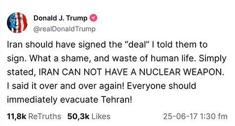 Trump: Leave Tehran!