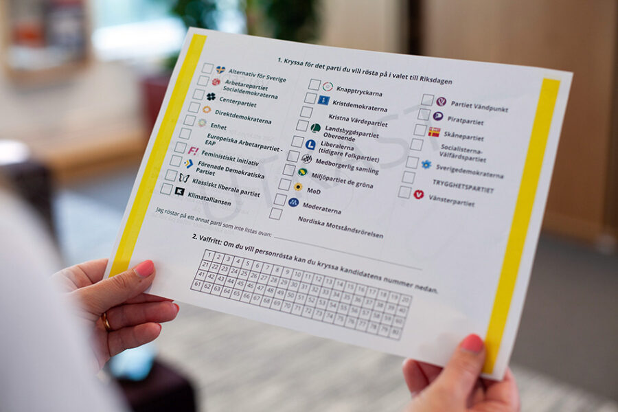 Valmyndighetens förslag till nya valsedlar