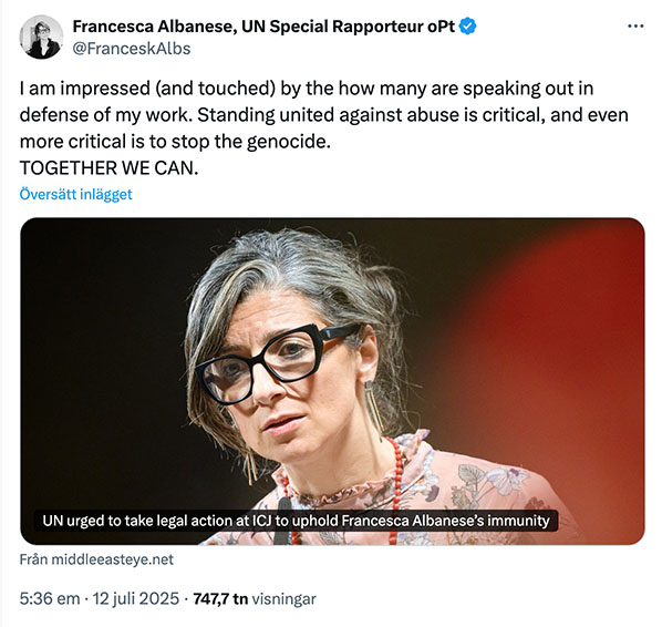 Francesca Albanese på X