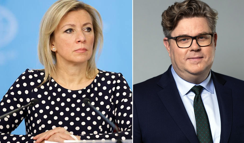 Rysslands talesperson Maria Zakharova och justitieminister Gunnar Strömmer.