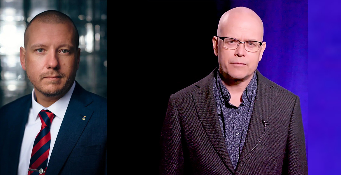 Stefan Morin, ordförande i Officersförbundet och Torbjörn Sassersson, redaktör för NewsVoice.