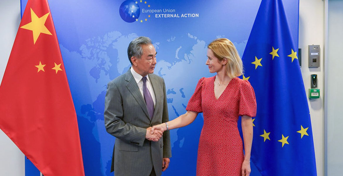 Chinese Foreign Minister Wang Yi and the EU’s High Representative for Foreign Affairs and Security Policy Kaja Kallas