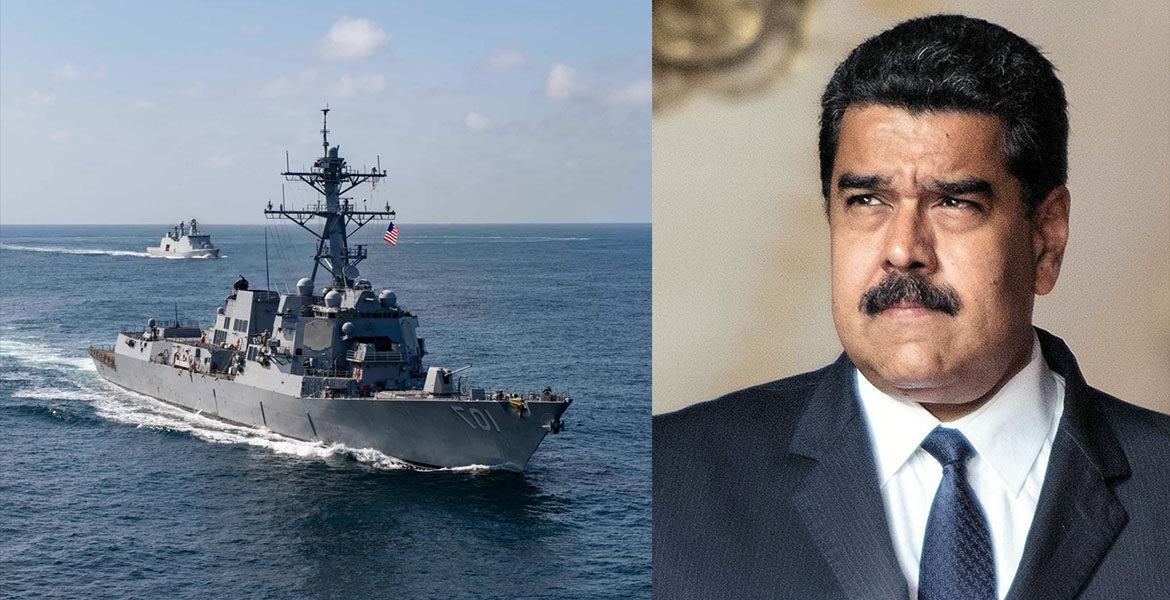Amerikanska USS Gravely och president Nicolás Maduro Moros.