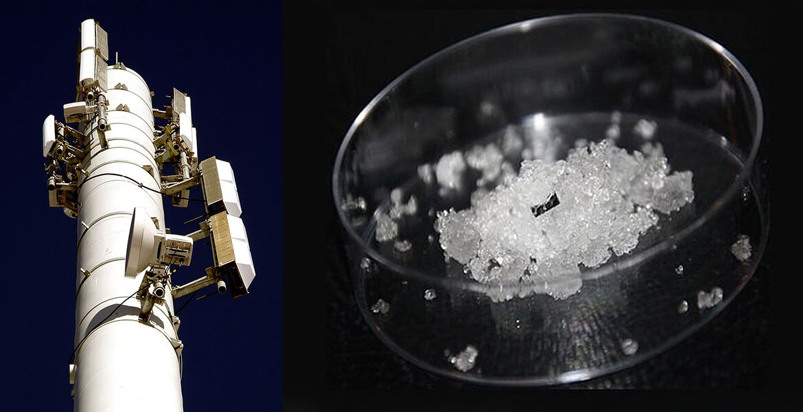 Telekom-mast med 5G-sändare och aerogel.