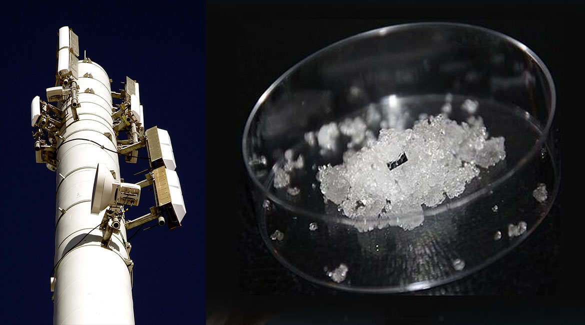 Telekom-mast med 5G-sändare och aerogel.