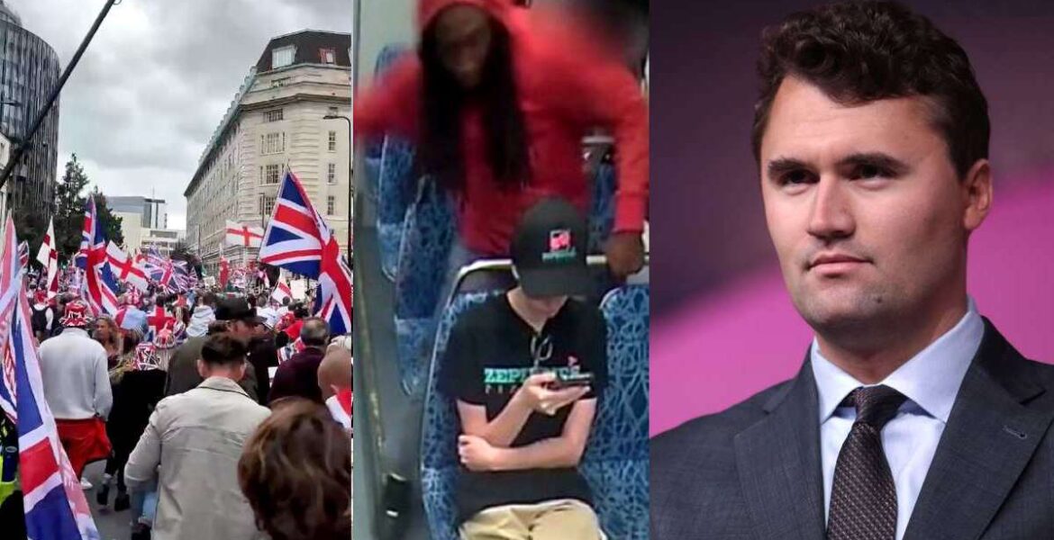 Londonprotesterna, mordet Iryna Zarutska och mordet på Charlie Kirk