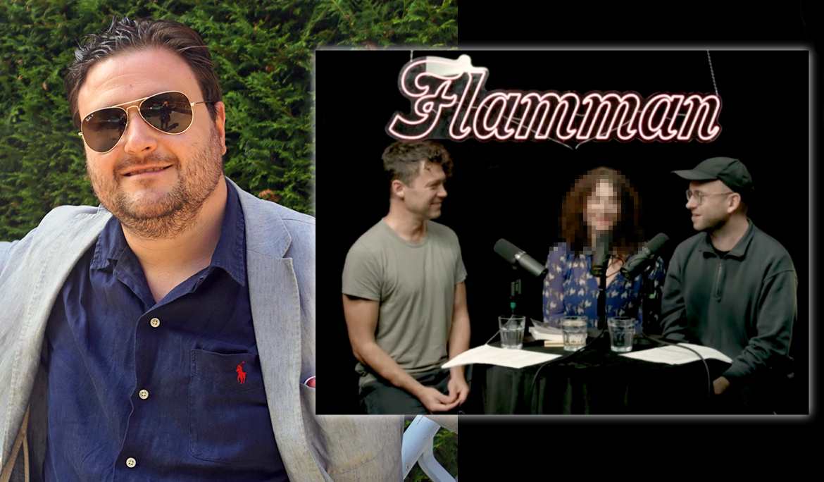 Christian Pavon (tv), Leonidas Aretakis och Jacob Lundberg på FlammanFlamman-TSass