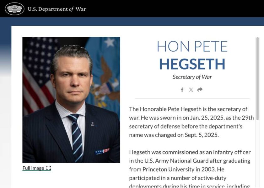 Pete Hegseth, Secretary of War (krigsdepartementet)