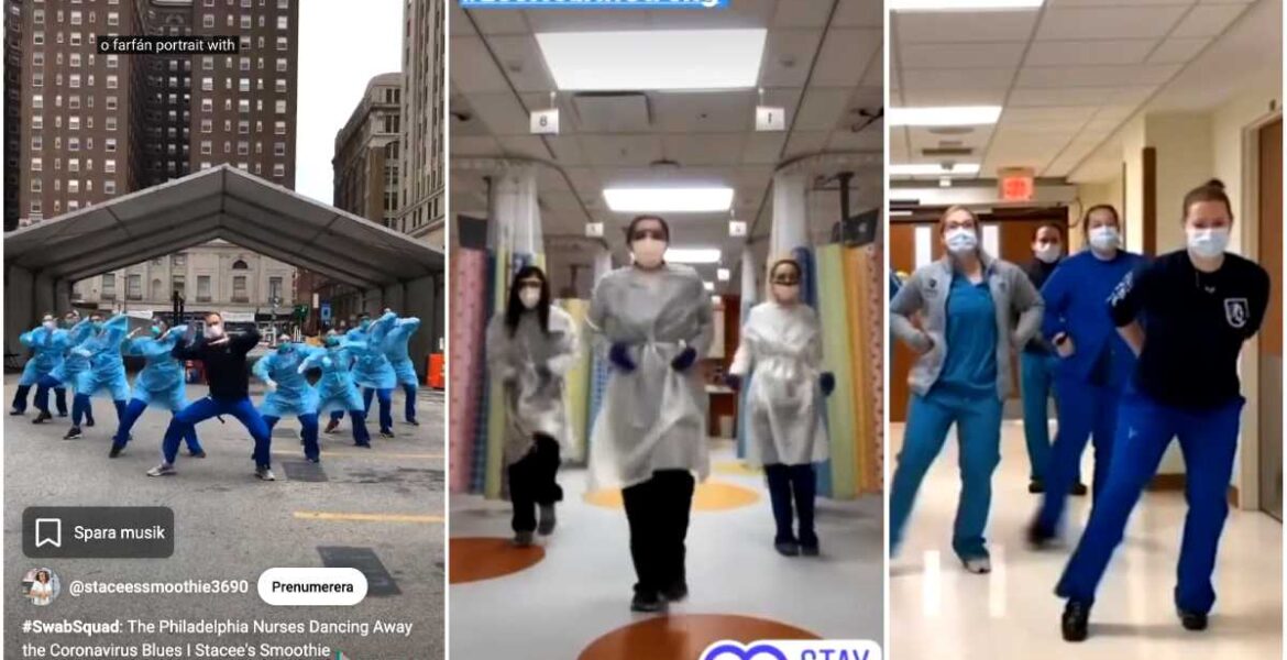 Dansande sjuksköterskor