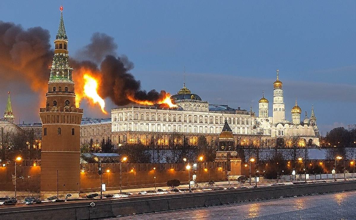 Fiktiva bränder i Kremlin, Moskva efter Tomahawk-attacker