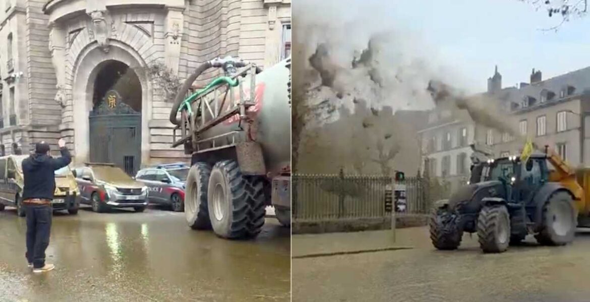 Franska lantbrukare är bra på att spruta gödsel.