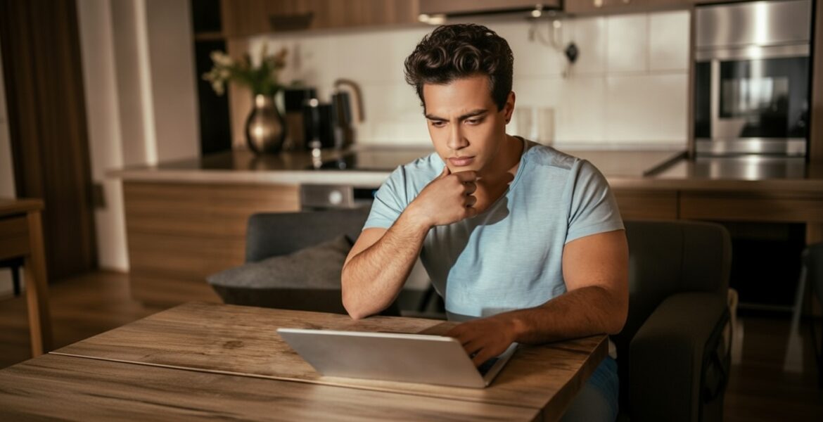 Young man with laptop