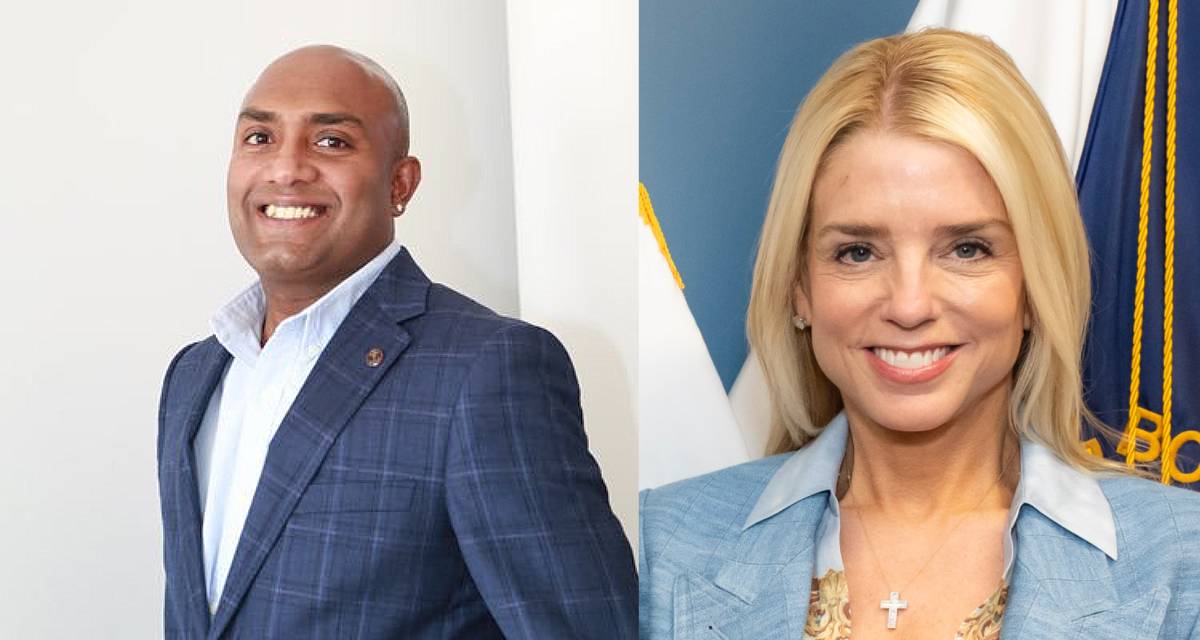 Den geopolitiske analytikern Shanaka Anslem Perera och USA:s justitieminster Pam Bondi