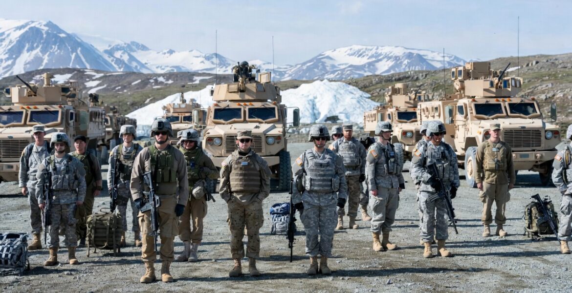 Fiktiv bild av amerikansk militär på Grönland