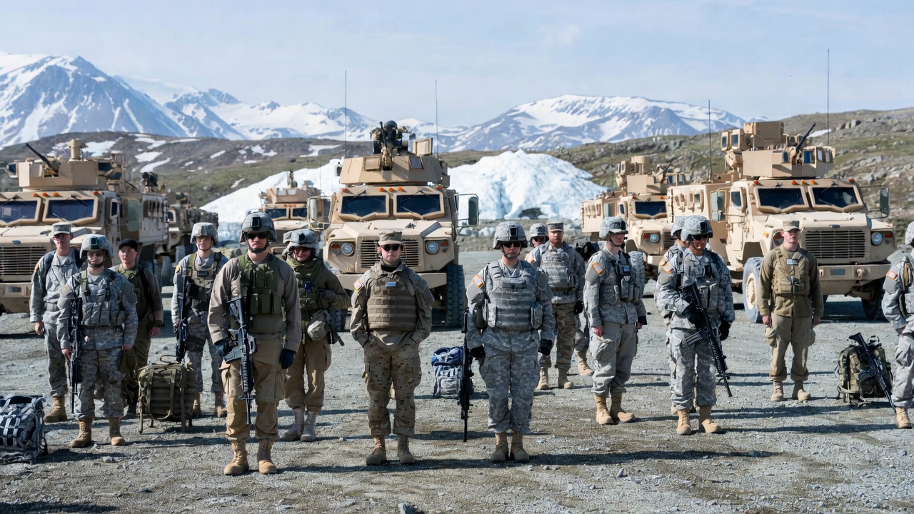 Fiktiv bild av amerikansk militär på Grönland