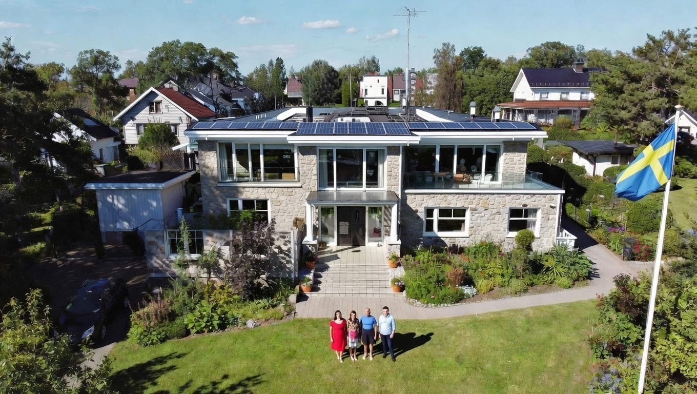 En fiktiv svensk villa med solpaneler | Bild: GrokAI@NewsVoice