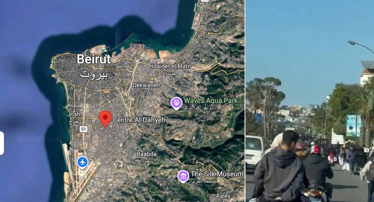 300.000-500.000 shiiter från Al-Dahiya i södra Beirut beordrades att evakuera sina hem till fots | Google Maps