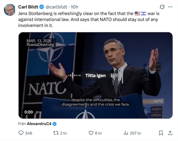 Carl Bildt om Irankriget