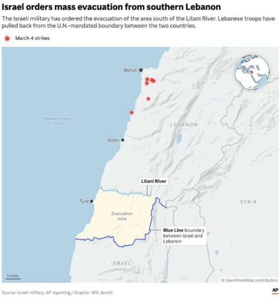 Bufferzon i Libanon 5 mars 2026