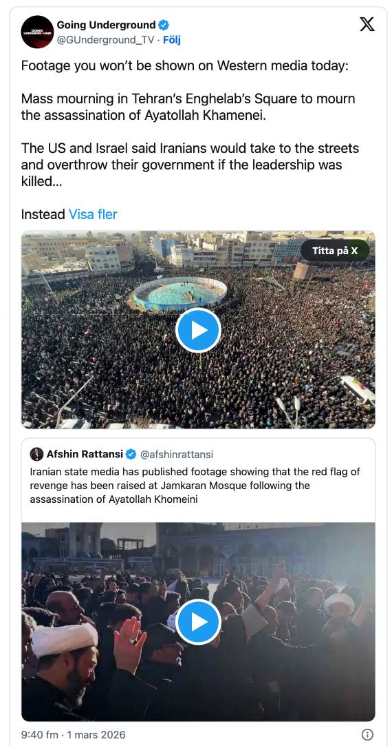 Mass-sorg i Iran, 28 feb 2026