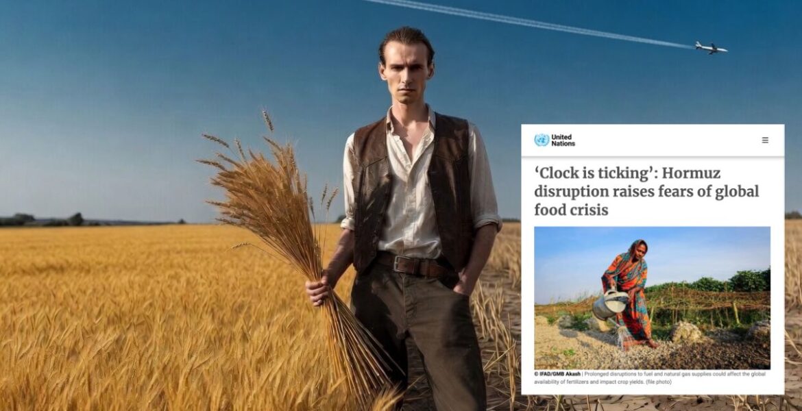 A gaunt farmer with a failed harvest