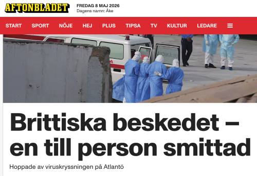 Aftonbladet om hantaviruset, 8 maj 2026
