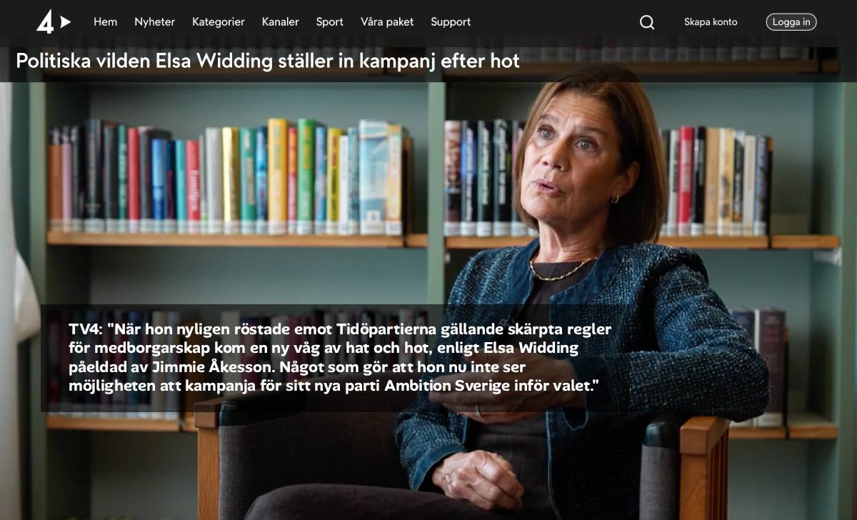 Elsa Widding TV4, 25 maj 2026